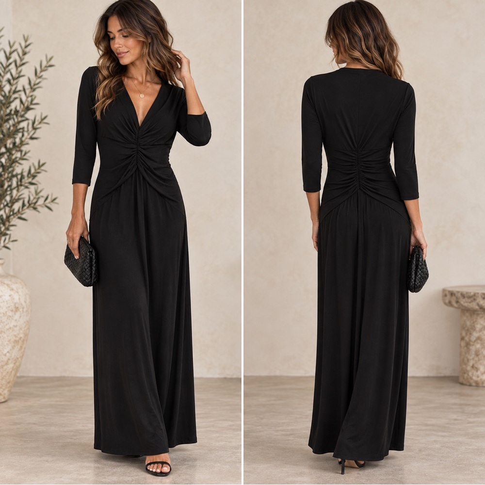 Laundry By Shelli Segal Black Twist-Front Maxi Dress